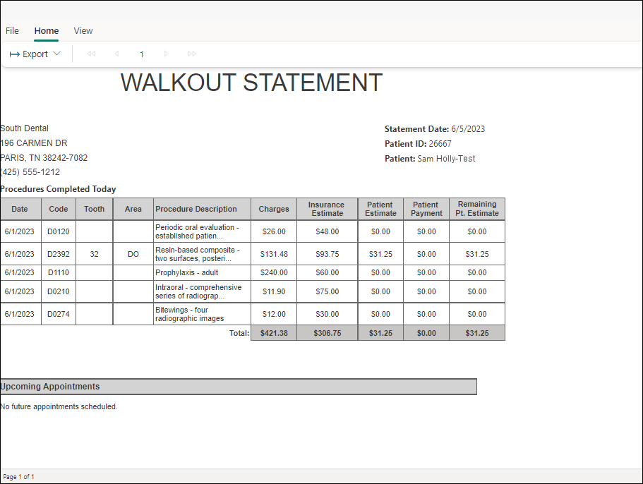 Example Walkout Statement